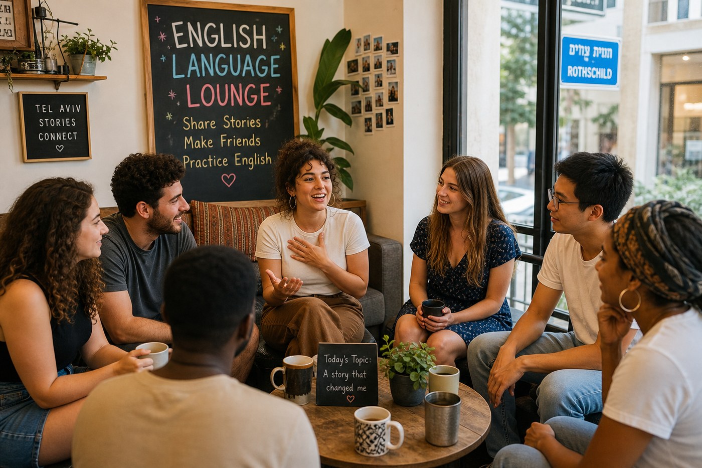 Storytelling circle at English language meetup